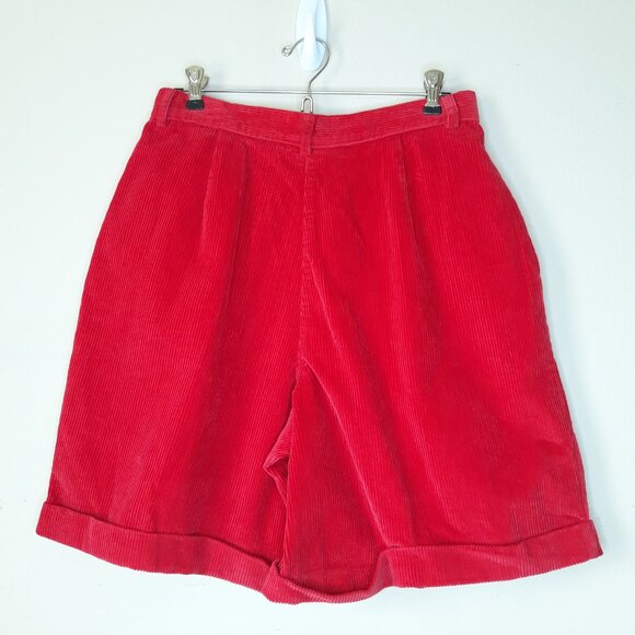 NWT Vtg Charter Club Corduroy Shorts 6 Pleated High Rise Cuffed 8" Red - Picture 2 of 7